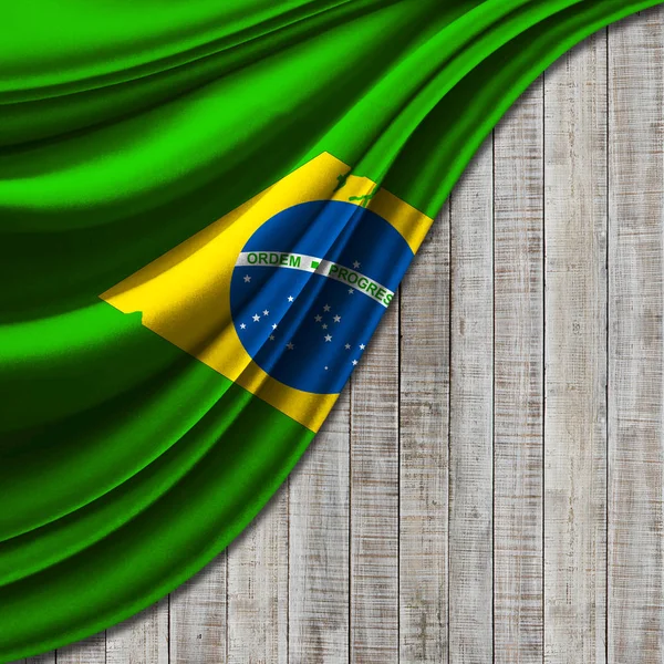 Bandera Brasil Seda Con Copyspace Para Texto Imágenes — Foto de Stock