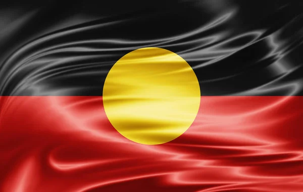 Flag of Aboriginal Australia   with copy space for your text  - 3D illustration