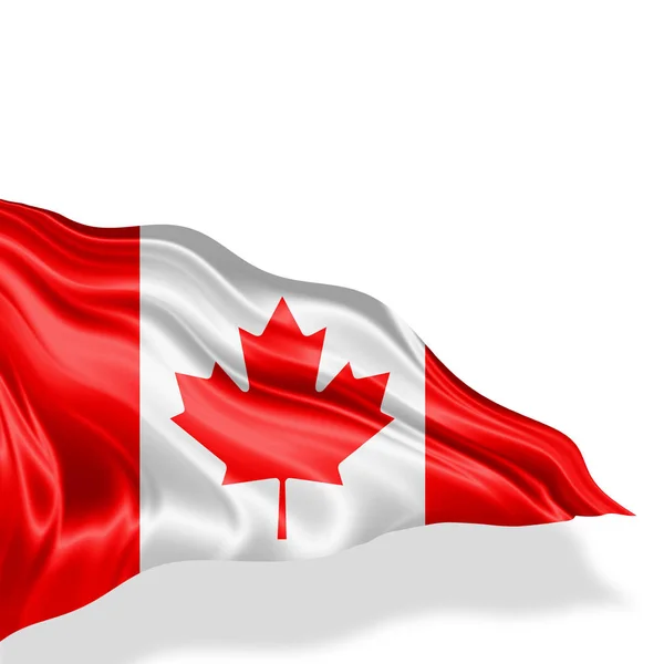 Kanada Bayrağı Kopya Alanı Metni Üzerinde Beyaz Arka Plan Çizim — Stok fotoğraf