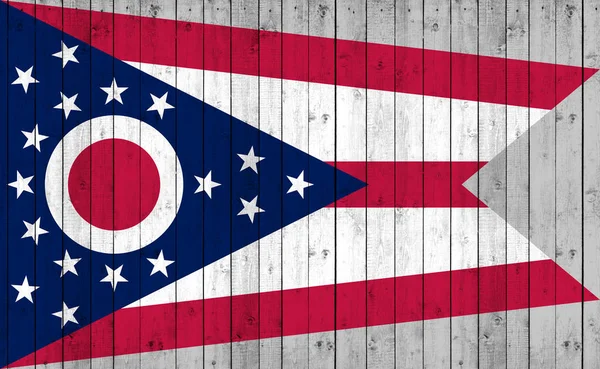 Flaga Ohio Podłoże Drewniane Ilustracja — Zdjęcie stockowe