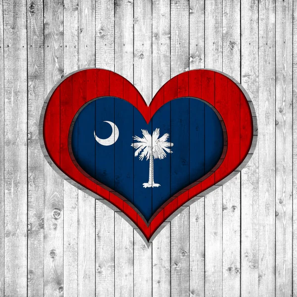 South Carolina Flag Heart Shape Wooden Background Copy Space Your — Stock Photo, Image