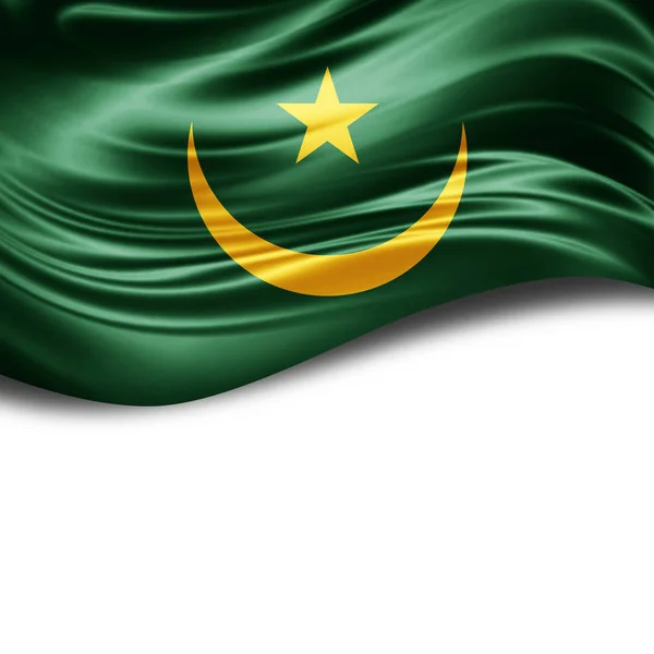 Mauritánská Vlajka Kopií Prostor Pro Text Bílém Pozadí Ilustrace — Stock fotografie