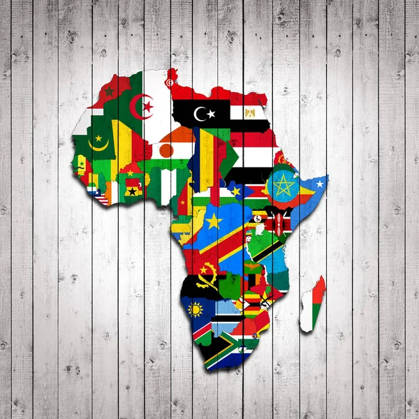 由旗帜制成的非洲大陆 — 图库照片