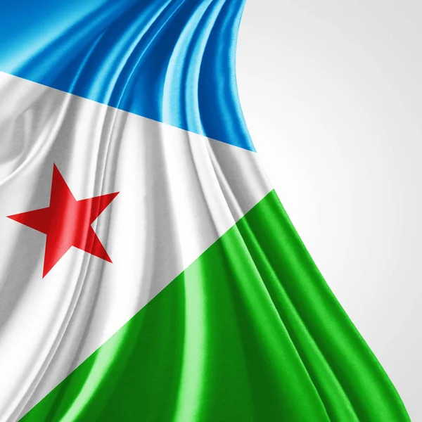 Bandera Djibouti Con Espacio Copia Para Texto Sobre Fondo Blanco —  Fotos de Stock