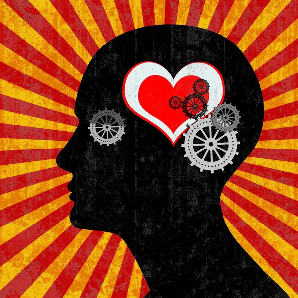 Human Head Heart Sign Gears Abstract Background Illustration — Stock fotografie