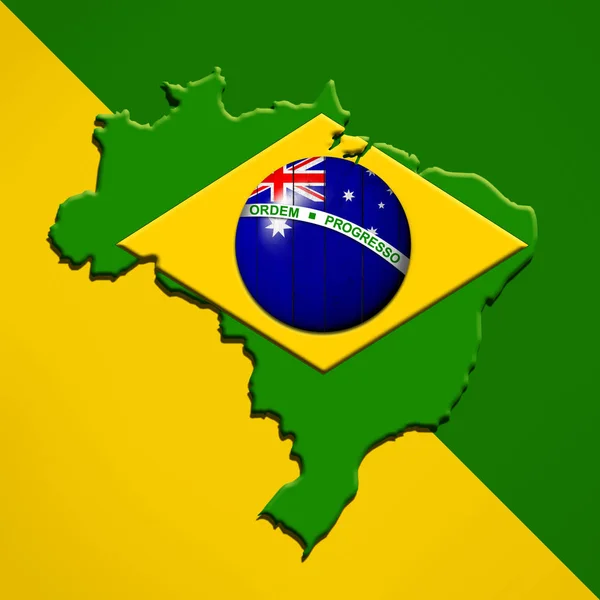 ブラジルとオーストラリアのフラグ あなたのテキストや画像のコピースペースで地図 — ストック写真