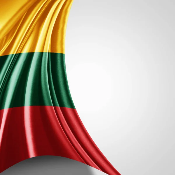 Bandiera Della Lituania Con Spazio Copia Del Testo Sfondo Bianco — Foto Stock