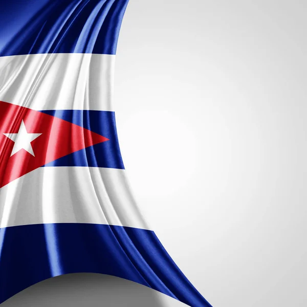 Bandera Cuba Con Espacio Copia Para Texto Sobre Fondo Blanco —  Fotos de Stock