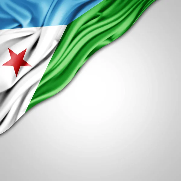 Bandera Djibouti Con Espacio Copia Para Texto Sobre Fondo Blanco —  Fotos de Stock