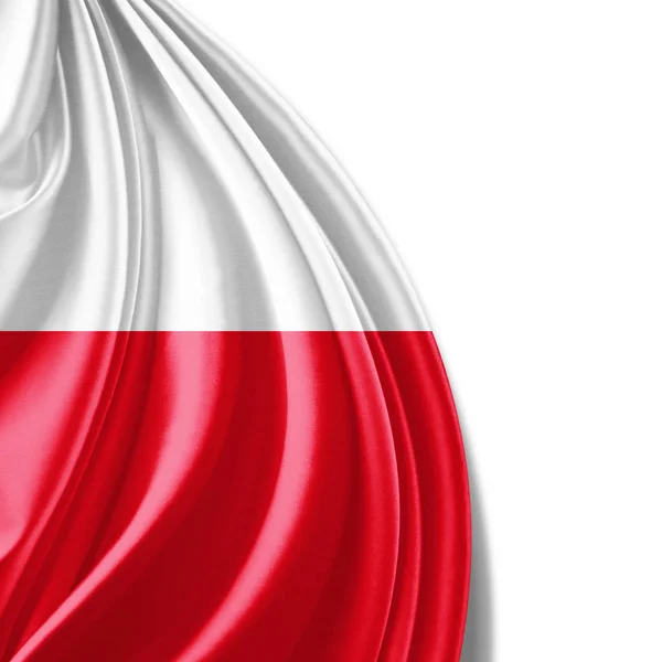 Polská Vlajka Kopií Prostor Pro Text Bílém Pozadí Ilustrace — Stock fotografie