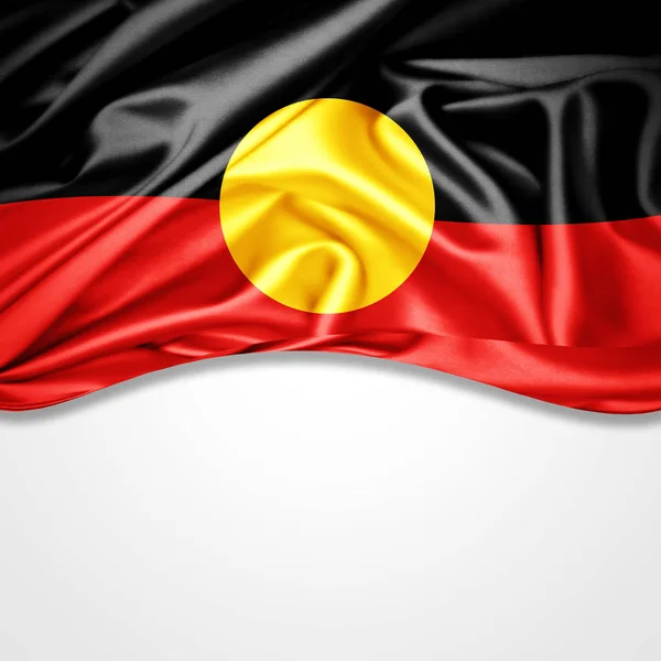 Bandera Australia Aborigen Con Espacio Copia Para Texto Sobre Fondo — Foto de Stock