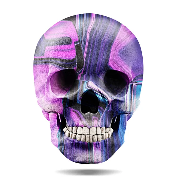 Cráneo Humano Color Decoración Ilustración — Foto de Stock