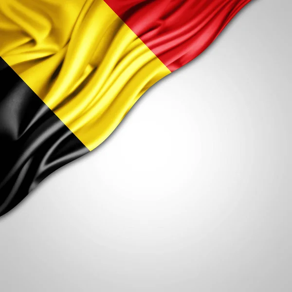 Belgiens Flagga Med Kopia Utrymme För Din Text Vit Bakgrund — Stockfoto