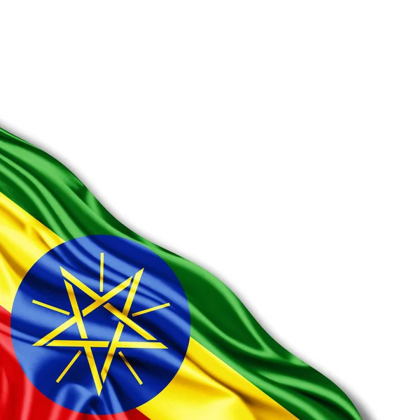 Flagge Von Äthiopien Mit Kopierplatz Für Ihren Text Auf Weißem — Stockfoto