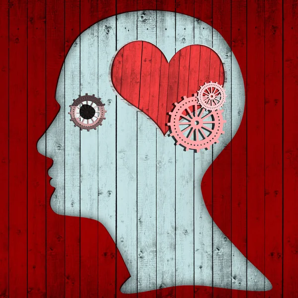 Human Head Heart Sign Gears Abstract Background Illustration — Stock fotografie