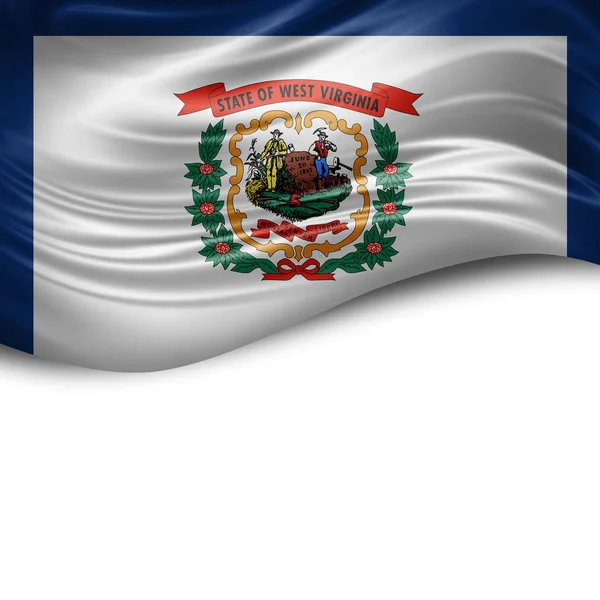Флаг Западной Вирджинии Шелка Местом Копирования Текста Изображений Белый Фон — стоковое фото