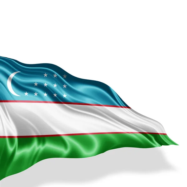 Vlag Van Oezbekistan Met Kopie Ruimte Voor Tekst Witte Achtergrond — Stockfoto