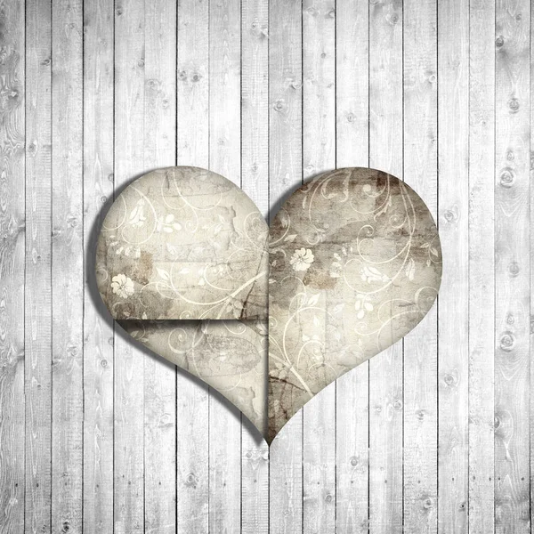 Corazón Fondo Pantalla Fondo Blanco Madera — Foto de Stock