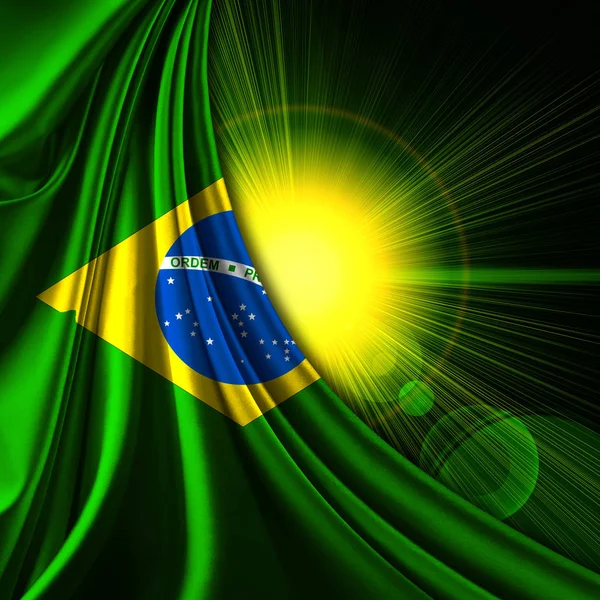 Bandera Brasil Seda Con Copyspace Para Texto Imágenes —  Fotos de Stock