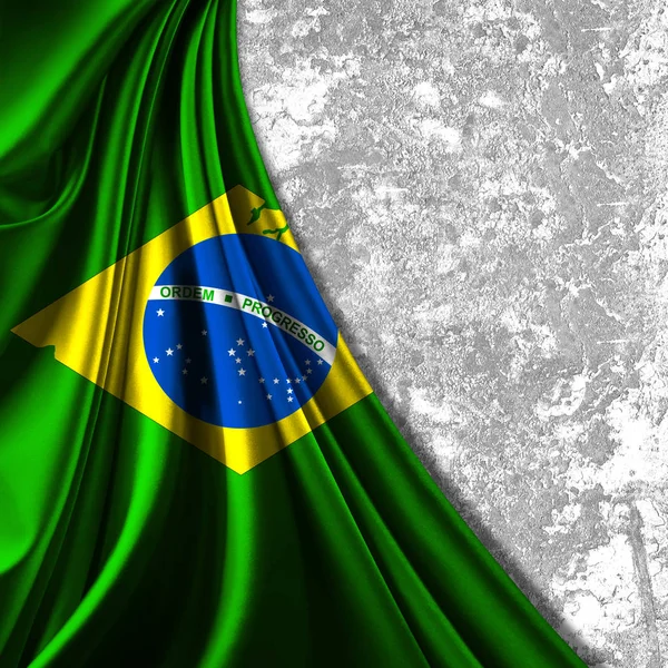 Bandera Brasil Seda Con Copyspace Para Texto Imágenes —  Fotos de Stock