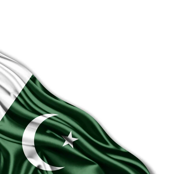 Másol Szöveg Fehér Háttér Ábrán Helyet Pakisztán Zászlaja — Stock Fotó