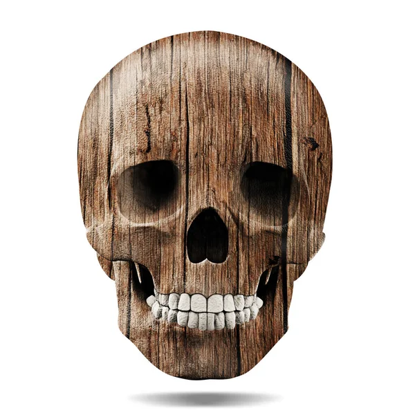 木製の人間の頭蓋骨 イラスト — ストック写真