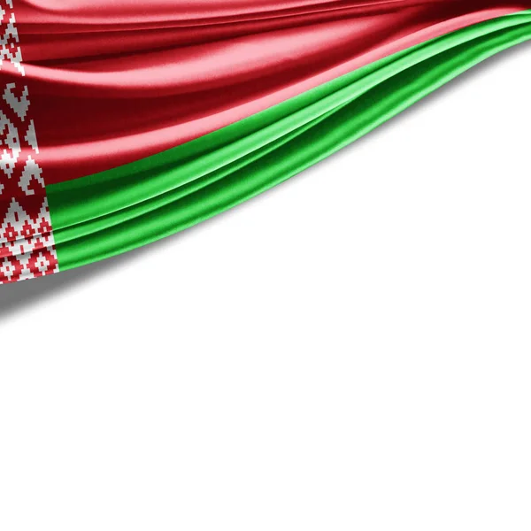 Bandiera Della Bielorussia Con Spazio Copia Del Testo Sfondo Bianco — Foto Stock