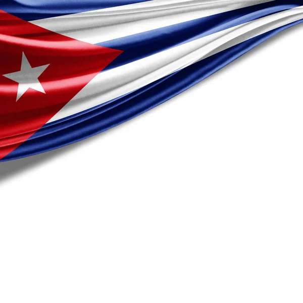 Bandera Cuba Con Espacio Copia Para Texto Sobre Fondo Blanco —  Fotos de Stock