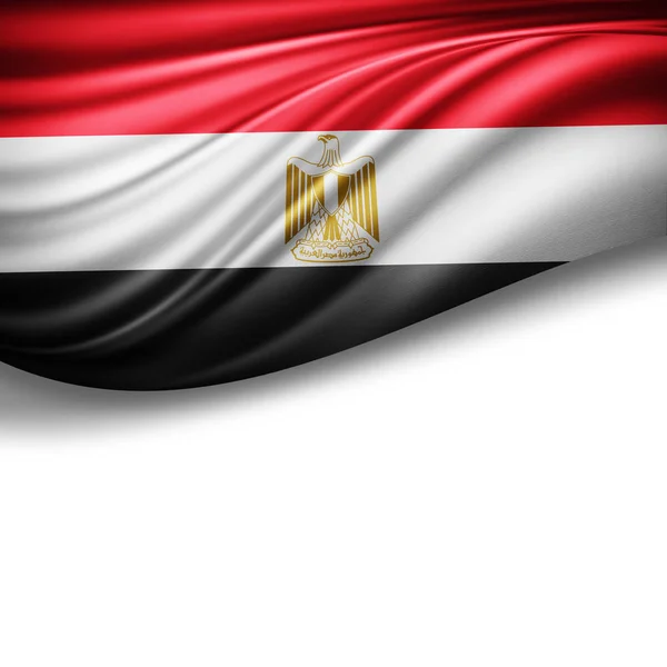 Bandera Egipto Con Espacio Copia Para Texto Sobre Fondo Blanco —  Fotos de Stock