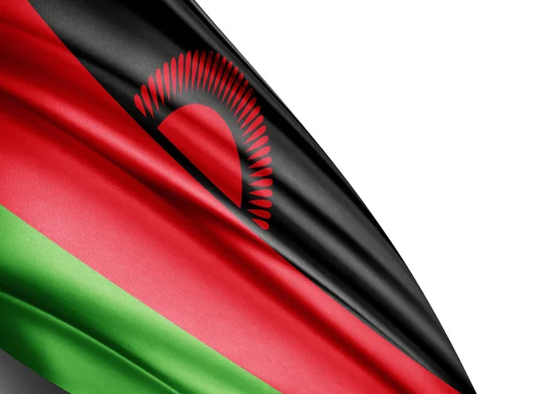 Vlag Van Malawi Met Kopie Ruimte Voor Tekst Witte Achtergrond — Stockfoto