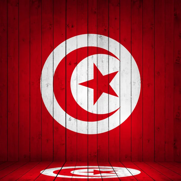 Bandera Túnez Sobre Fondo Madera Ilustración — Foto de Stock