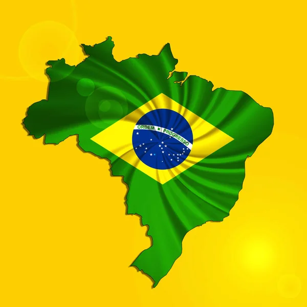 Brezilya Bayrağı Kopya Alanı Metin Veya Resimler Ile Harita — Stok fotoğraf