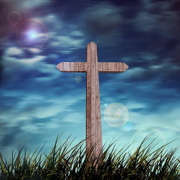 Kruis Van Teken Gras Religieuze Concept — Stockfoto