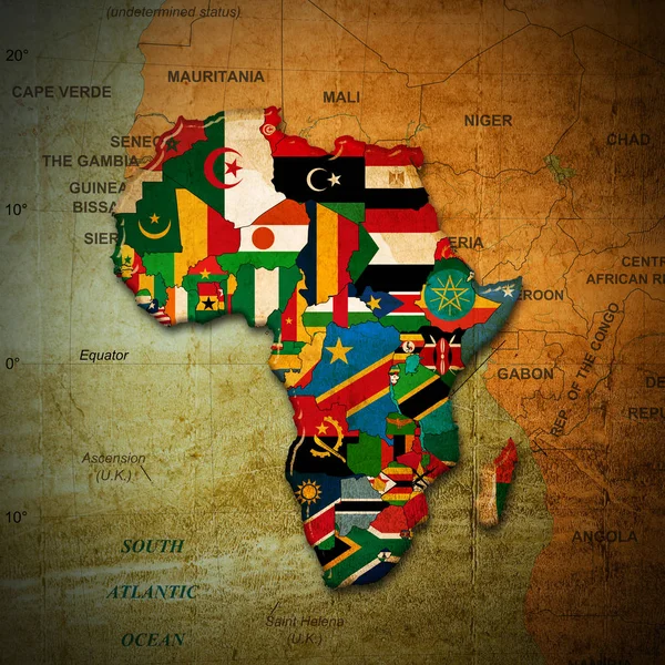 Africa Continente Fatto Bandiere Illustrazione — Foto Stock