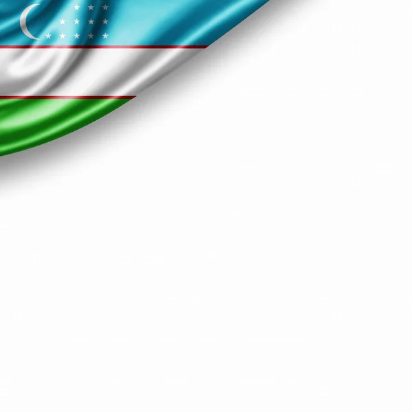 乌兹别克斯坦国旗与复制空间为您的文本在白色背景 — 图库照片