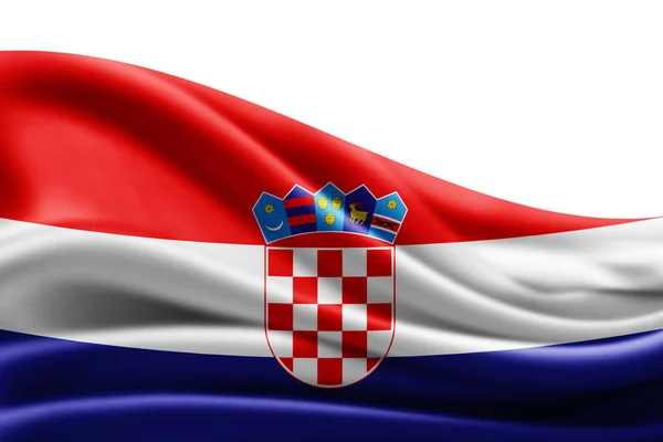 Σημαία Της Κροατίας Αντίγραφο Χώρο Για Κείμενο Λευκό Φόντο Απεικόνιση — Φωτογραφία Αρχείου