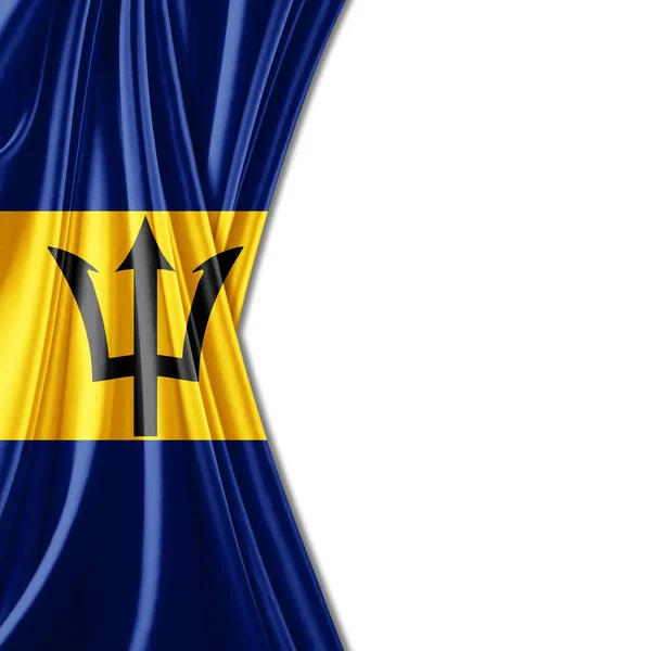 Barbados Flagga Med Kopia Utrymme För Din Text Vit Bakgrund — Stockfoto