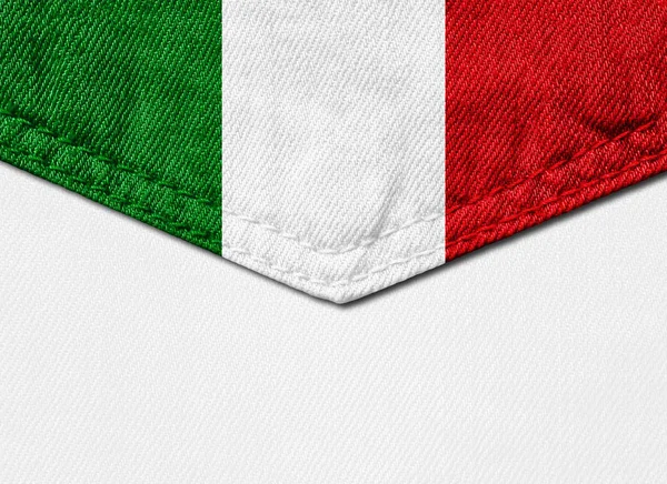 Flaga Włochy Tkaniny Miejsce Dla Tekstu Lub Obrazów Białe Tło — Zdjęcie stockowe