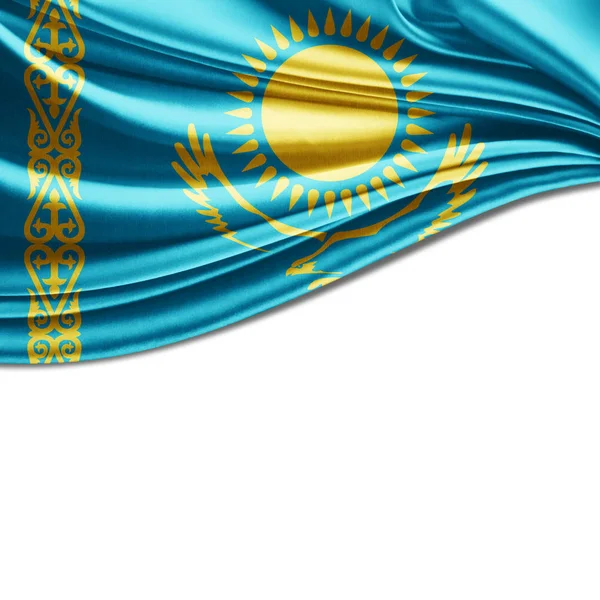 Kazakistan Bayrağı Ile Kopya Alanı Metin Çizim Için — Stok fotoğraf