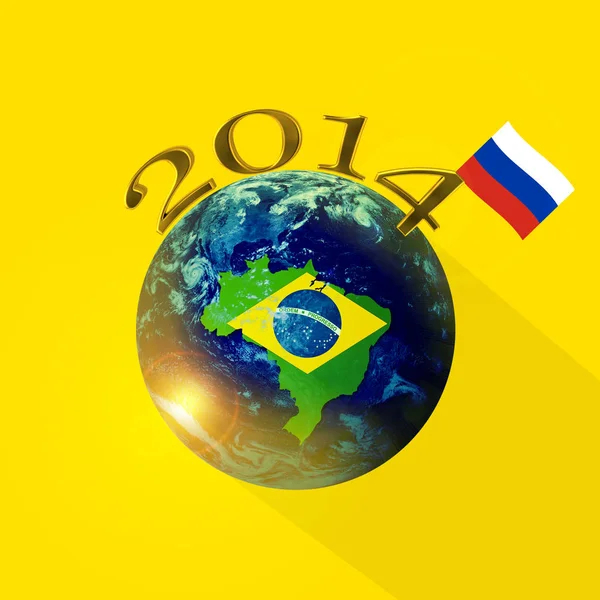 ブラジルの地図とロシアの旗 あなたのテキストや画像のコピースペースで地図 — ストック写真