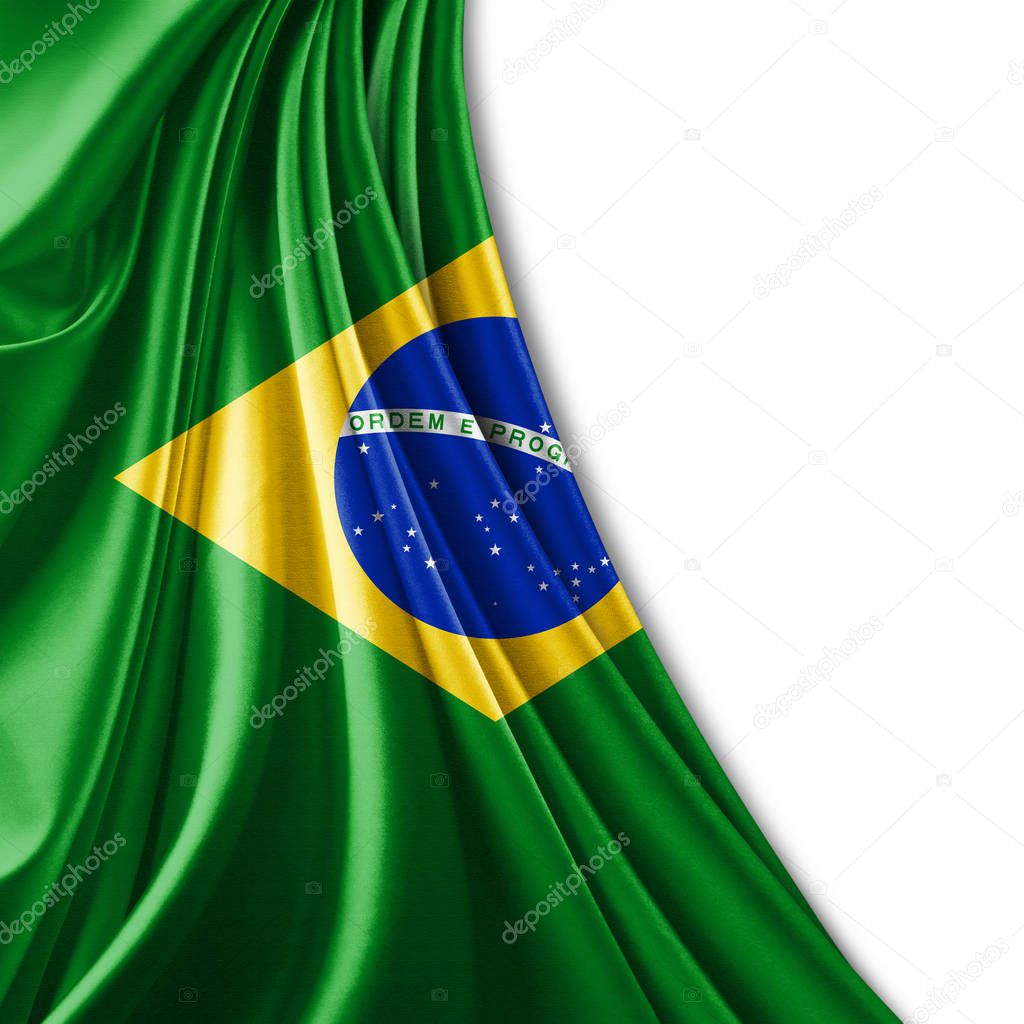 Brazil flag of silk with copyspace for your text or images