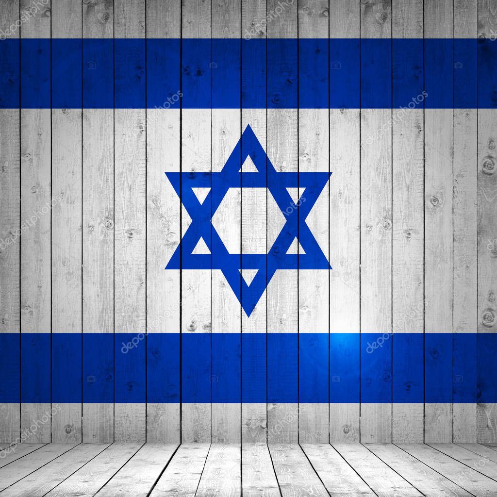 Israel flag on wooden  background - 3D illustration