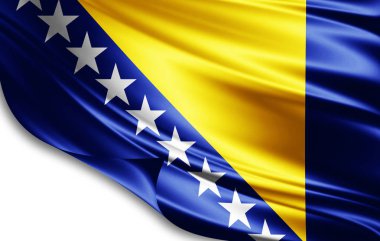 İpek kopya alanı için metin veya resim, beyaz arka plan ile Bosna ve Hersek bayrağı 