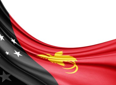 İpek kopya alanı için metin veya resim, beyaz arka plan ile Yeni Gine bayrağı 