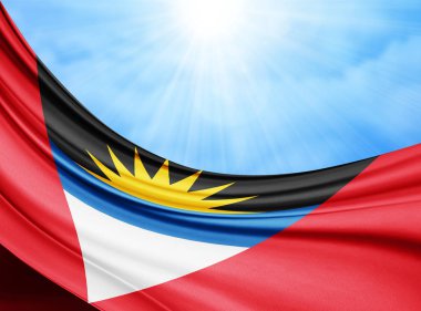 Antigua bayrağı ile kopya alanı metin - 3d çizim için    