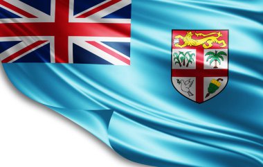 Metin veya resim, beyaz arka plan kopya alanı olan ipek Fiji bayrağı 