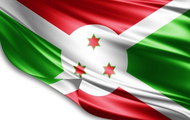 Metin veya resim, beyaz arka plan kopya alanı olan ipek Burundi bayrağı 