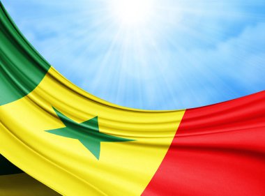 Senegal bayrağı ile kopya alanı metin - 3d çizim için    