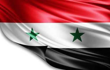 İpek kopya alanı için metin veya resim, beyaz arka plan ile Suriye bayrağı 