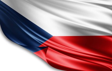 İpek kopya alanı için metin veya resim, beyaz arka plan ile Çek Cumhuriyeti bayrağı 